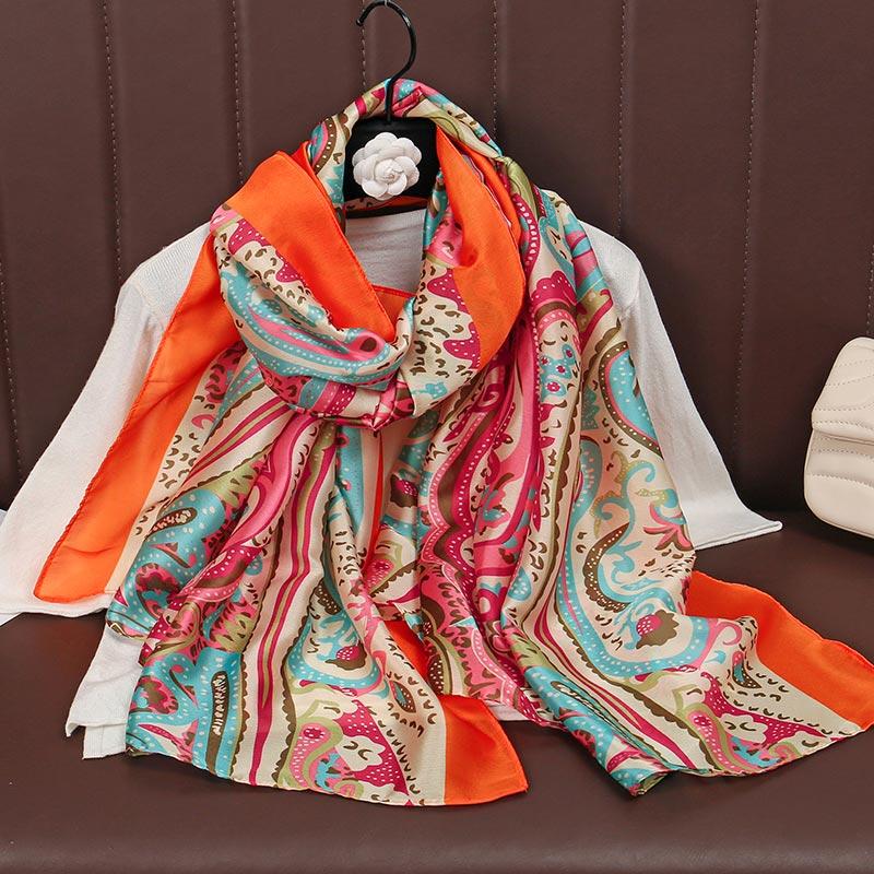 Luxury Brand 180*90cm Foulard Summer Seda Autumn Winter Popular Style Printing Women's Cachecol Syilent