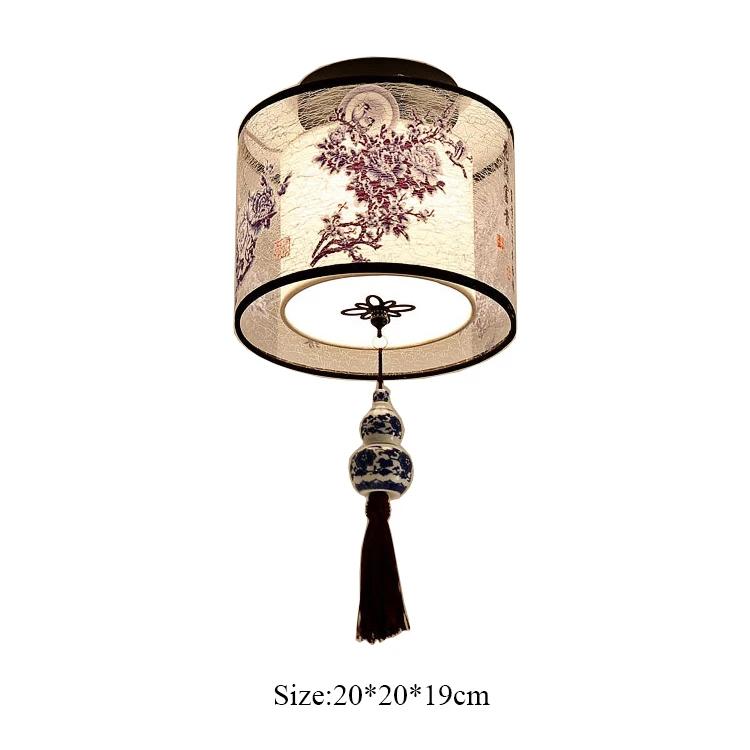 Chinese Round Square Ceiling Lights Fixtures Fabric for Living Room Aisle Shade Mounted Lampa Sufitowa Japanese Led Ceiling Lamp