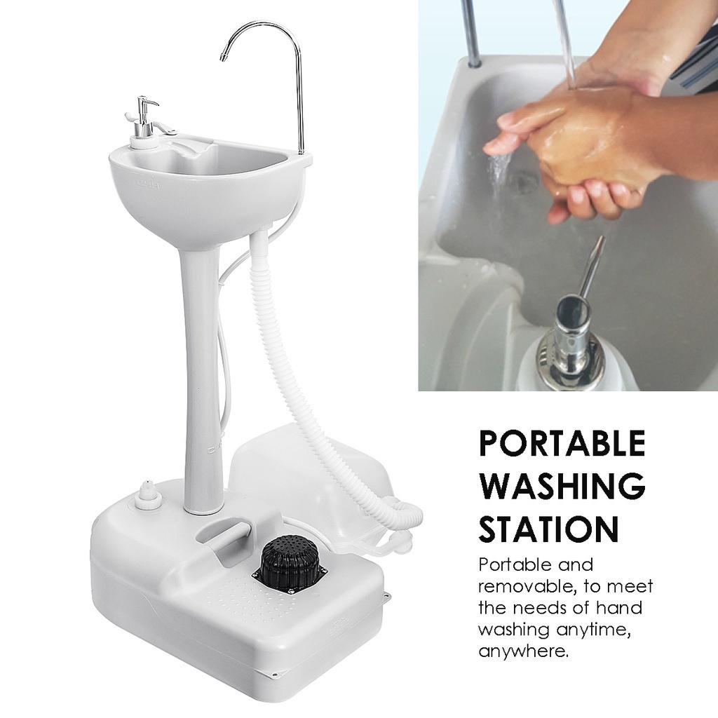 220ML Portable Washing Station Mobile Freestanding Hand Wash Sink for Camping Caravans Outdoor Activities Washing Table 50 x 33 x 83 cm