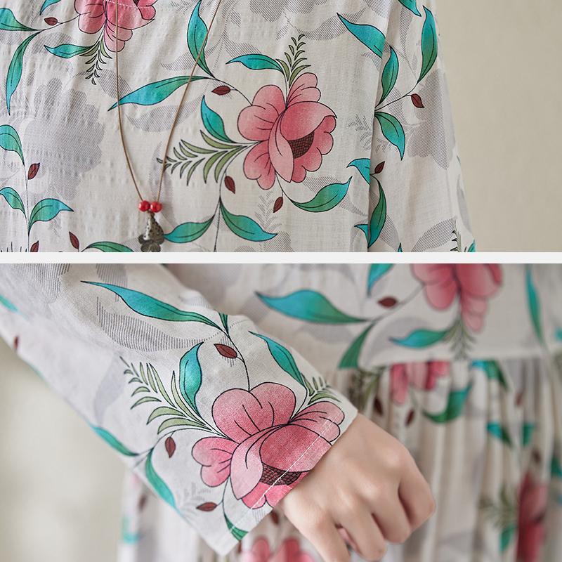Lazy Wind Pleated High-waisted Thin Fashion Dress Literary Sweet Temperament Printing Ageing Leisure Big Swing Skirt Female