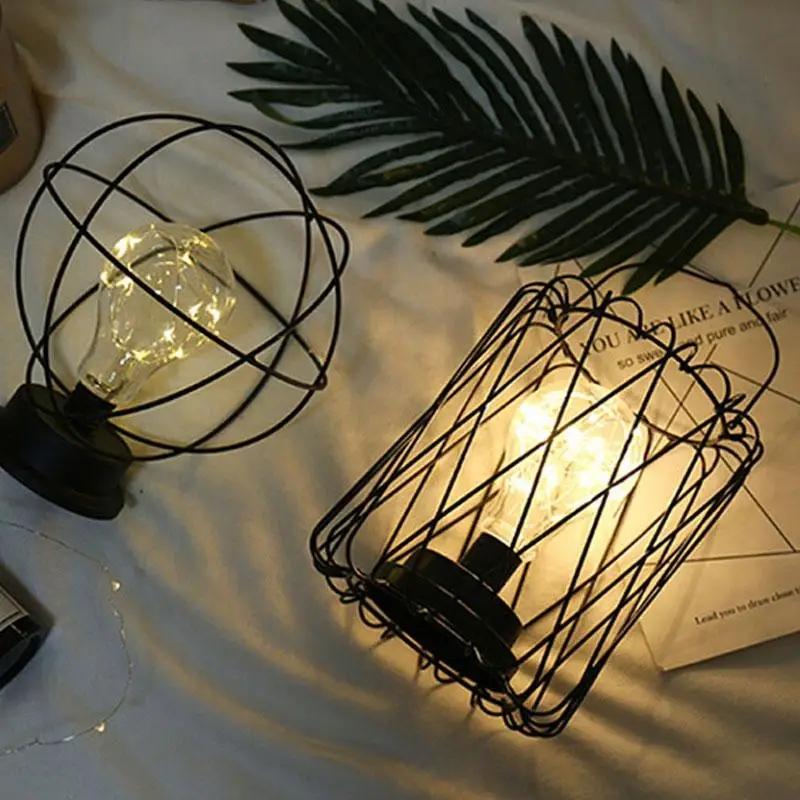Stolní lampa v kreativním retro stylu Lucerna z měděného drátu Trychtýř Diamantové modelování Noční lampa Domácí stolní dekorace Maison