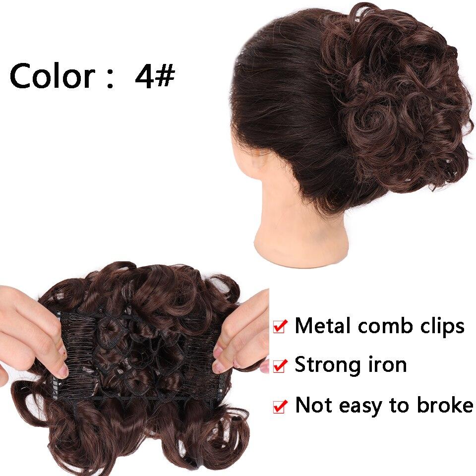 LUPU Syntetický hřeben Clip In Kudrnaté prodlužování vlasů Drdol do vlasů Ombre Blond Elastické gumičky do vlasů pro ženy