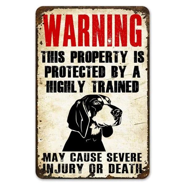 Warning This Property Is Protect By Labradoodle Dog Tin Sign Vintage Farm Decor Art Pet Lover Tin Metal Sign