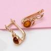 Purple Gold Earrings Inlaid With Amber Stone Women'S Pure Soviet Colored Gold-Plated Rose Gold Ear Buckles