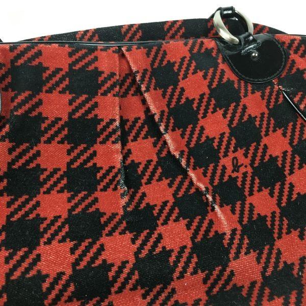agnes b Mini Boston Handbag Red x Black Check Fabric Women’s Vintage Style(USED)