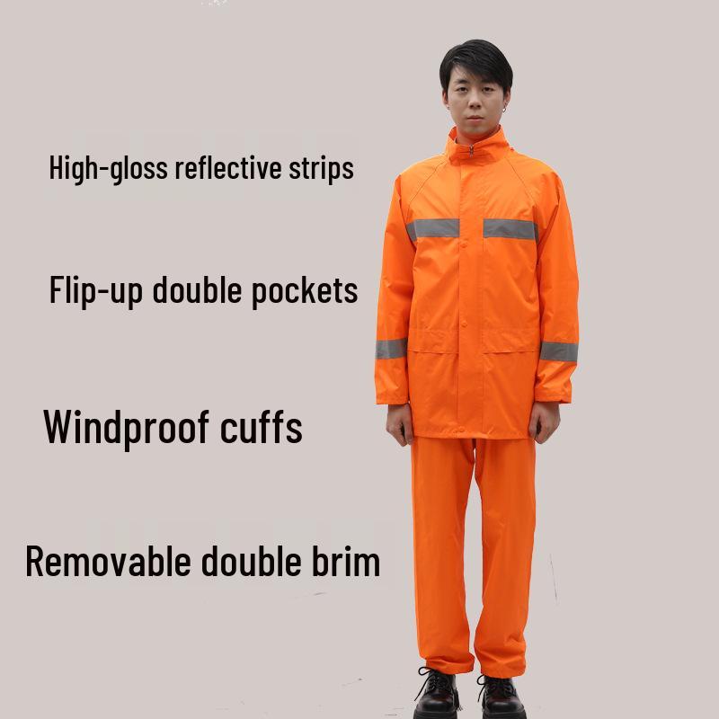 Reflective Raincoat and Pants Set for Traffic Safety and Rain Protection