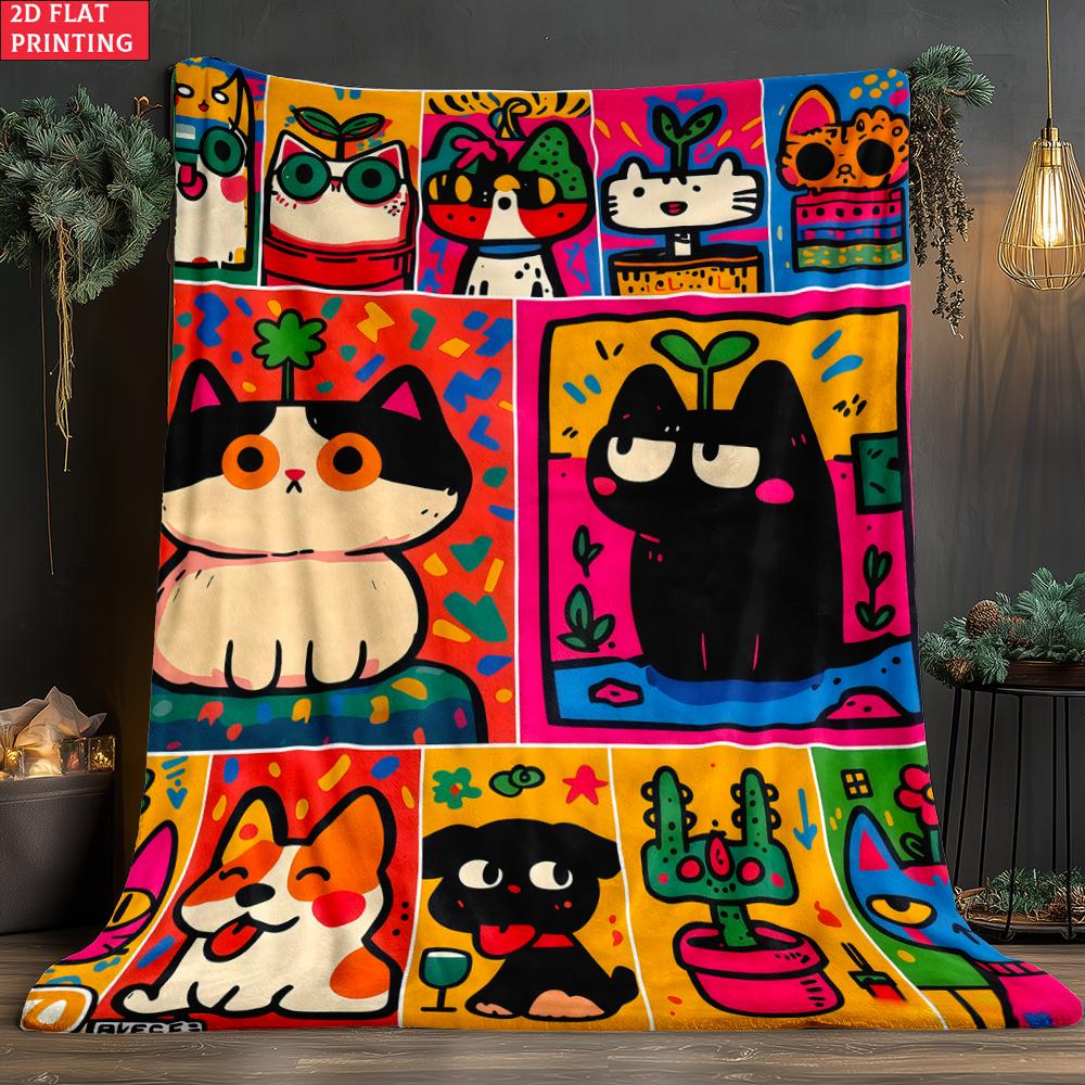 Animal Flannel Thin Blanket Blanket Picnic Bed Sofa Blankets Family Bedroom Children's Room Napping Blankets Fluffy