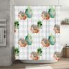 Cute Hedgehog Shower Curtain Waterproof Decor for Bathroom Green Leaf Pattern Home Decor Item (Size180 X 180cm)