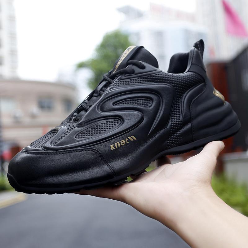 

Модные дизайнерские кроссовки из коровьей кожи на платформе для мужчин, повседневные, с мягкой подошвой, модные, весна-осень, полые, спортивные, Zapatos De Hombre 38