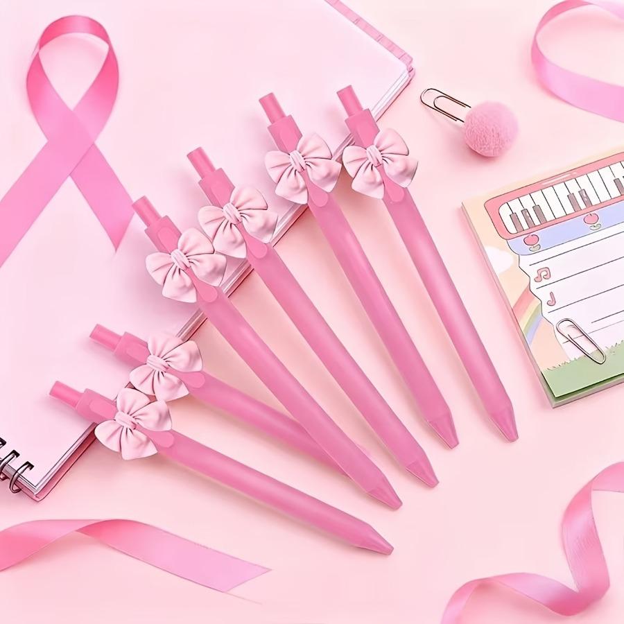 2/4/6 Cute Bow Ballpoint Pens | Pink Theme, Retractable Pens, Perfect for School, Office, Journaling, and Gifting, Plastic Medium Tip Writing Tools