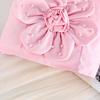 2PCS Girls 3D Flower Beaded Cami Top & Button Skirt Set, Casual Summer Two-Piece Outfit