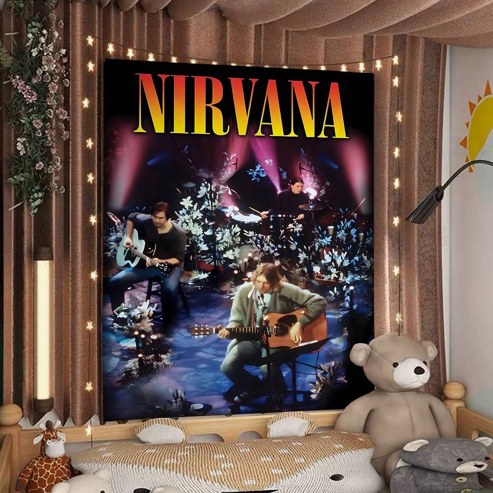 Nirvana Band Magazine Classic Anime Cartoon Tapestry Art Science Fiction Room Home Decor Wall Hanging Home Decor