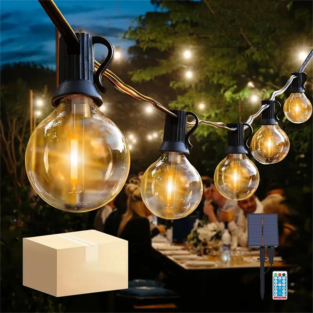 

7M/10M G40 Уличные гирлянды 8 функций с пультом LED садовые огни Винтажные лампы Эдисона для патио, уличного декора 7M 10LED теплый белый