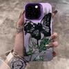 INS Retro Rose Butterfly Phone Case For iPhone 16 15 14 13 12 11 Pro Max XR XS MAX SE 2 3 7 8 PLUS Laser Silver Shockproof Cover