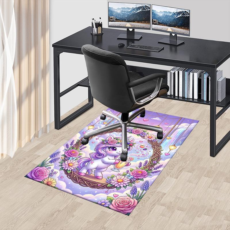 1PC Unicorn Flowers Non-Slip Floor Carpet Compatible for Office&Living Room&Bedroom&Dining room -  Soft & Pattern, Vibrant Colors-H0337