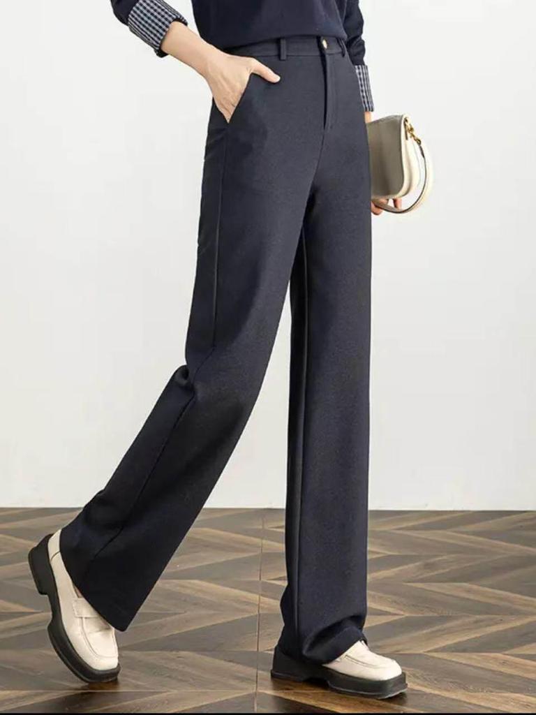 Women's High Waist Tencel Slim Straight Leg Pants - Spring 2026 Casual Wide Leg Trousers