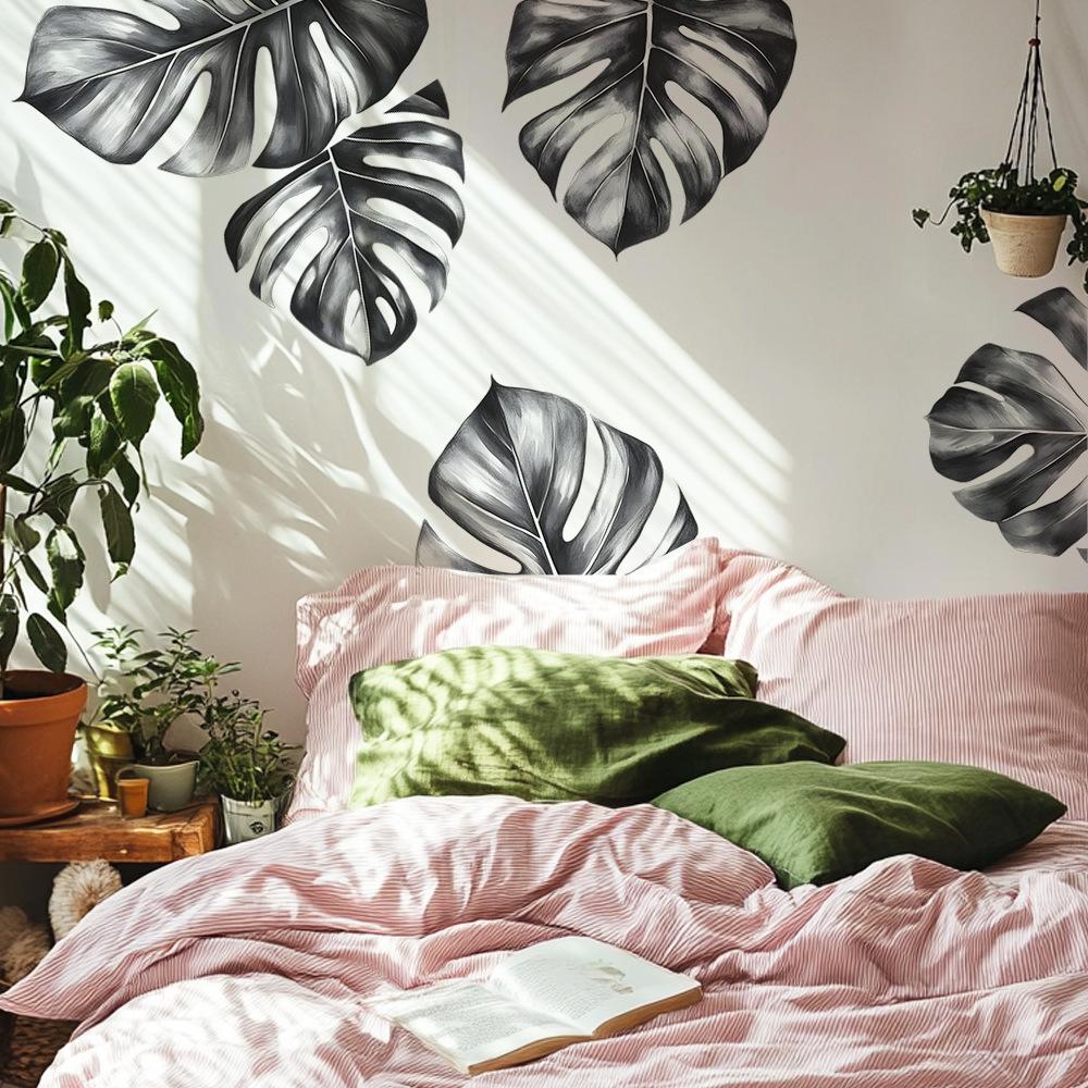 Green Plant Turtle Back Leaves Background Living Room Porch Beautifying Decorative Wall Stickers