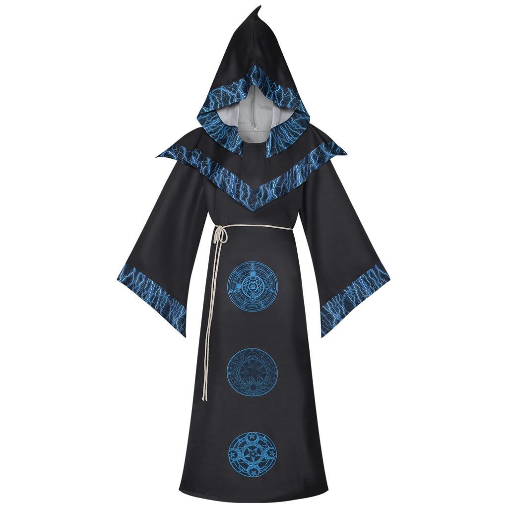 Costume Cosplay Veste da Mago Fantasy per Halloween e Spettacoli Teatrali in Materiale Poliestere