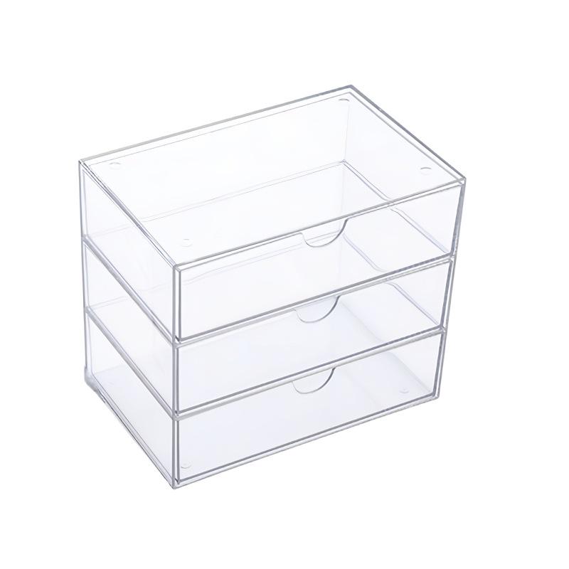 Transparent Desktop Drawer Storage Box - Stackable Organizer for Cosmetics & Stationery