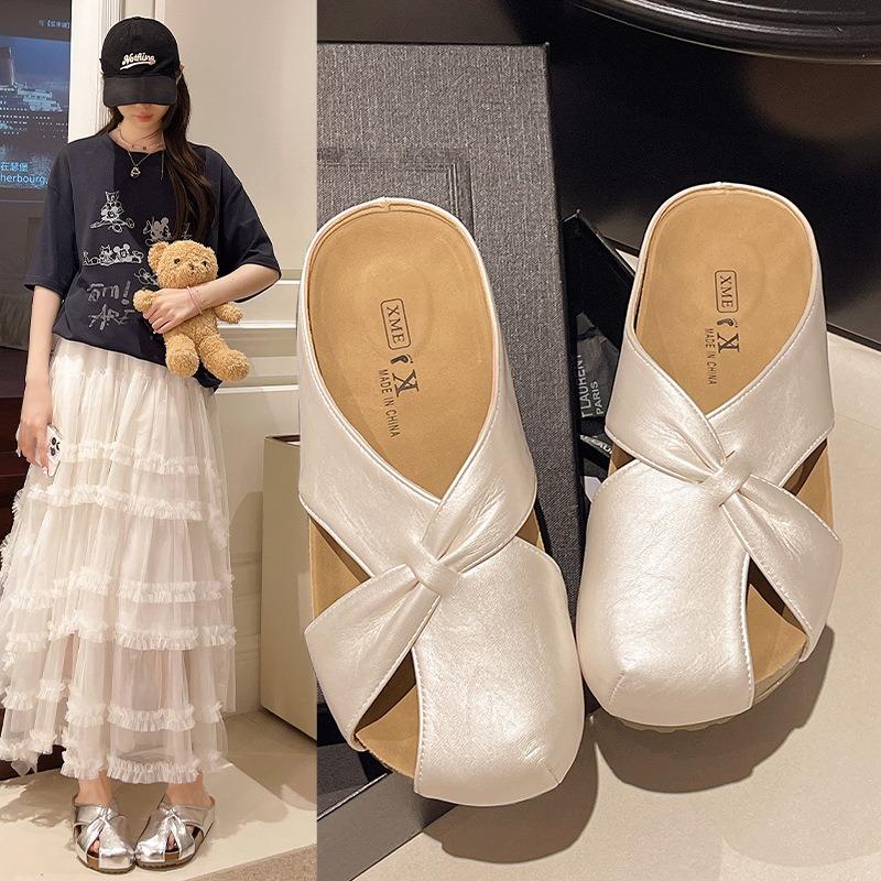 Summer new flat heel hollow bag head fashion cool slippers women's casual wear comfortable lazy half slippers women
