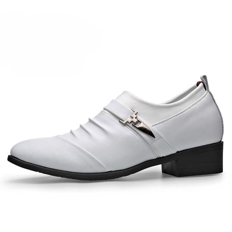 Fashion 2025 Classic Dress  Slip on Black Leather for Plus Size Point Toe Business Casual Men Formal Shoes for Wedding