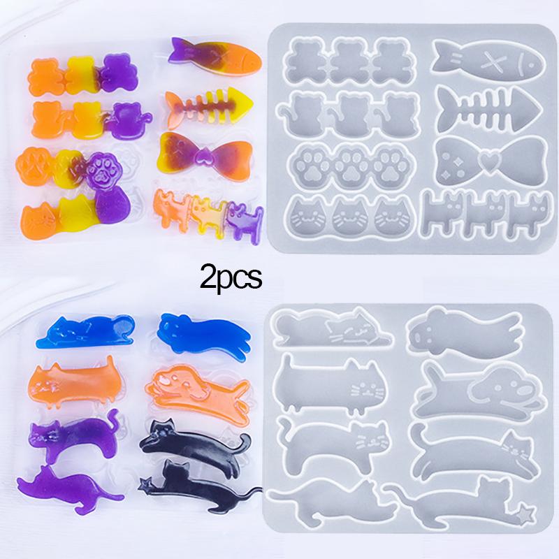 2Pcs Diy Dropper Animal Series Hair Clip Silicone Mold, Kitten Earrings Pendant, Earring Mold