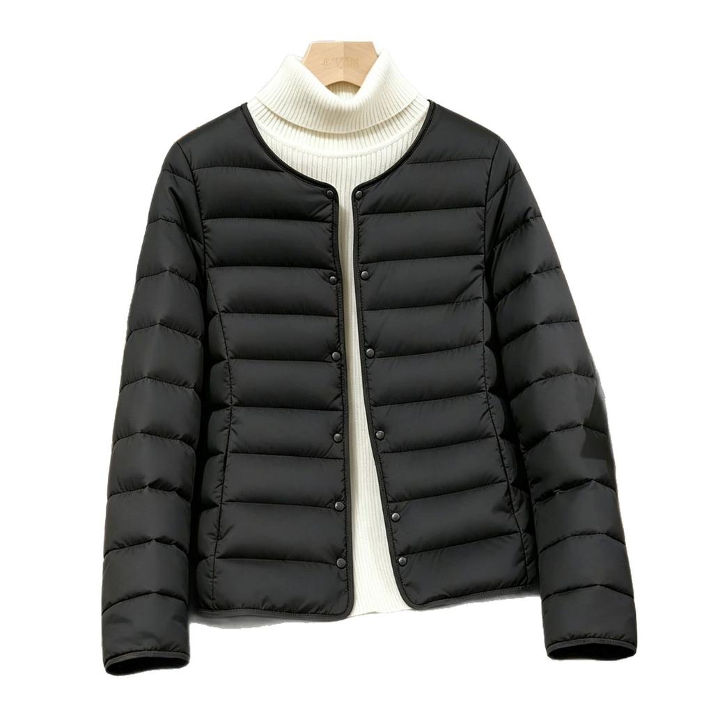 New light and thin crew neck cotton-padded clothes women's short slim-fitting warm liner jacket versatile and thin cotton clothes