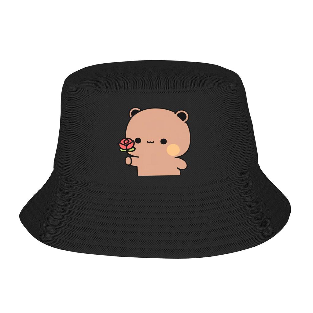 Street Panda Bear Couple Anime Cartoon  Bucket Hat Unisex Packable Outdoor Sports Bubu And Dudu Fishing Caps Travel Headwear Bob