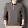 Men's Long-Sleeve Solid Color Polo Shirt - Spring/Autumn Dad Casual Wear