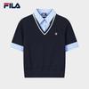 FILA Women's Faux Two-Piece Color Block Polo Knit Shirt