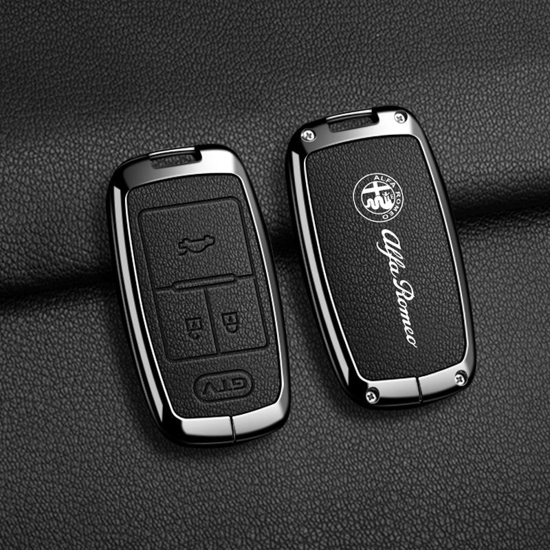 

2026 Hot Alfa Romeo Leather Car Remote Key Cover Case Protector Keyless Key Shell Holder Bag Keychain For Alfa GTV Romeo Giulia