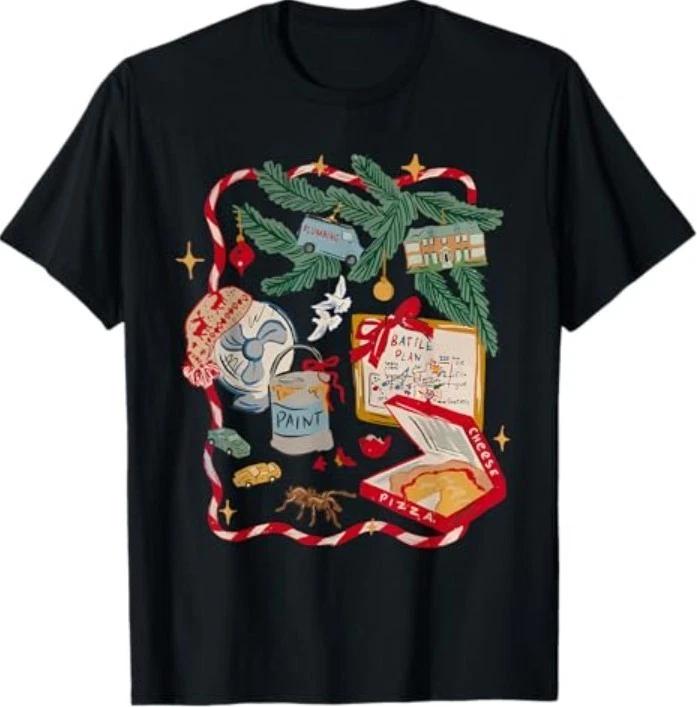 Funny Battle Plan Christmas Home Kids Hand Dawn Alone Xmas T-Shirt M