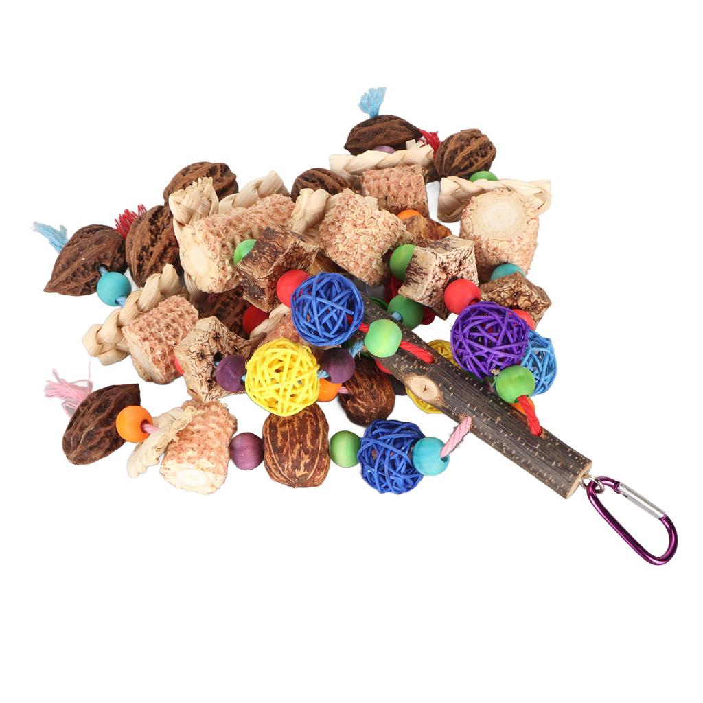 Bird Chew Toy Colorful Beak Grinding Boredom Relief Rattan Ball Corn Cob Nuts Parrot Chewing Toy