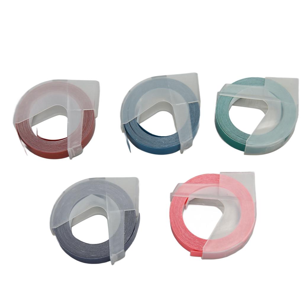 5pcs 3D Embossing Label Tapes 9mm Width 9.8ft Length Thermal Transfer Automatic Label Identification