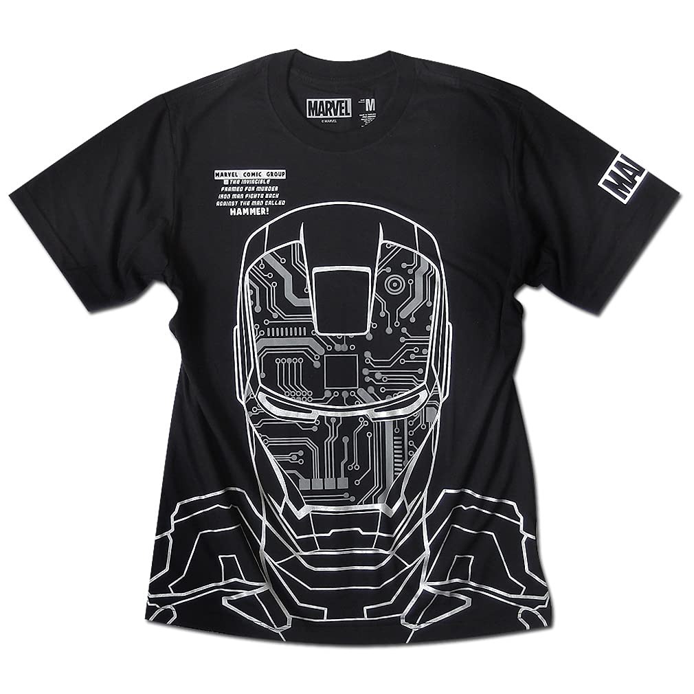 

EVERSOUL Short Sleeve Iron Man Marvel Character Tony Stark Metallic American Comic XL Size T-Shirt, Men s [Used] чёрный