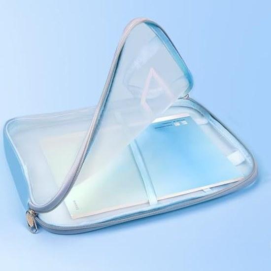 5-color set small file A4 communication bag zipper gusset semi-transparent waterproof large capacity L-type document organization stationery school
