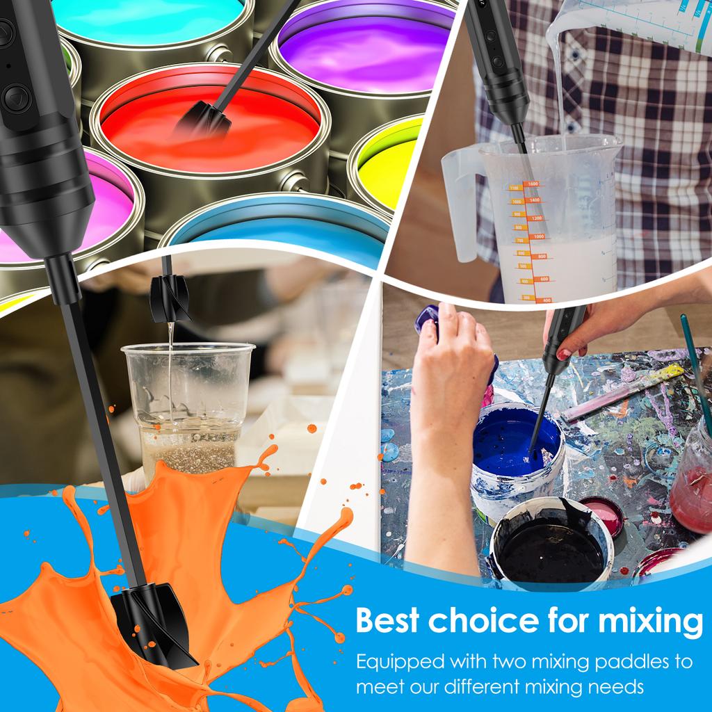 Epoxy Mixer Resin Mixer Paddles Rechargeable Drill Paint Epoxy Resin Mixer for Paint Concrete Plaster Reusable DIY Crafts