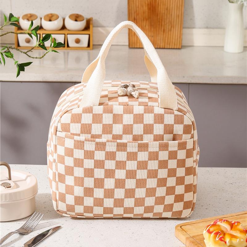 Corduroy Lunch Bag Thermal Insulation Lunch Box Picnic FoodPouch Storage Handbag Multifunctional Kid School Fresh-Keeping Bag
