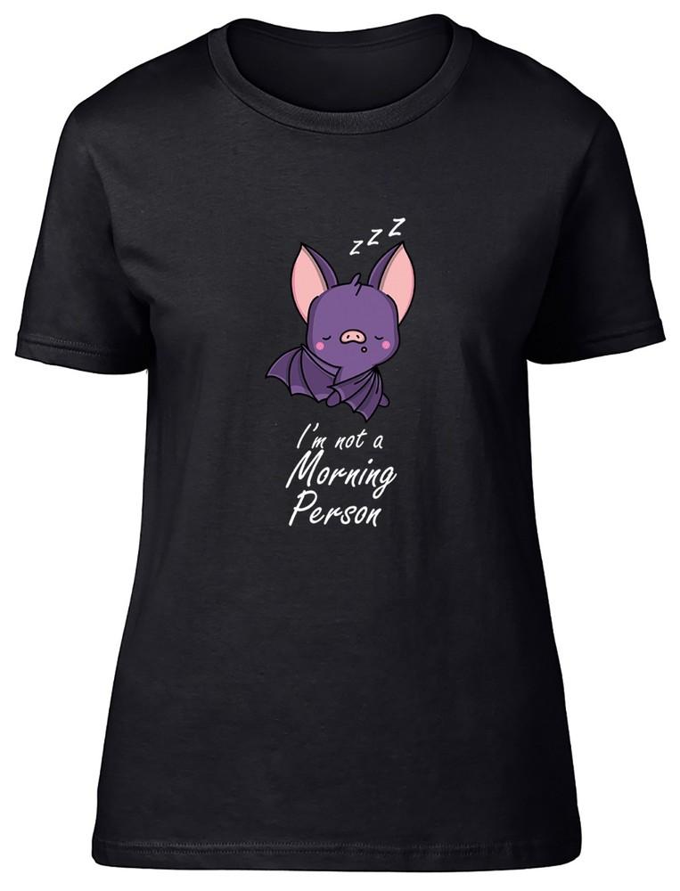 Funny Bat Sleeping I m Not a Morning Person Womens T-Shirt Ladies Gift Tee M