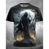 Hot Selling European and American Men's Summer Personalized Skull Print Halloween Breathable Round Neck T-shirt Outdoor Party To