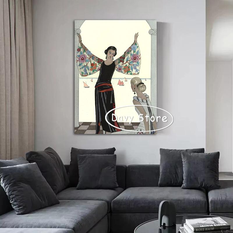 Vintage Fashion Evening Dress Suit Woman Posters and Prints Canvas Painting Wall Art Picture for Living Room Home Decor Cuadros