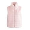 Women Vest Coat Faux Fur Stand Collar Zip-up Cardigan Sleeveless Solid Color Cozy Keep