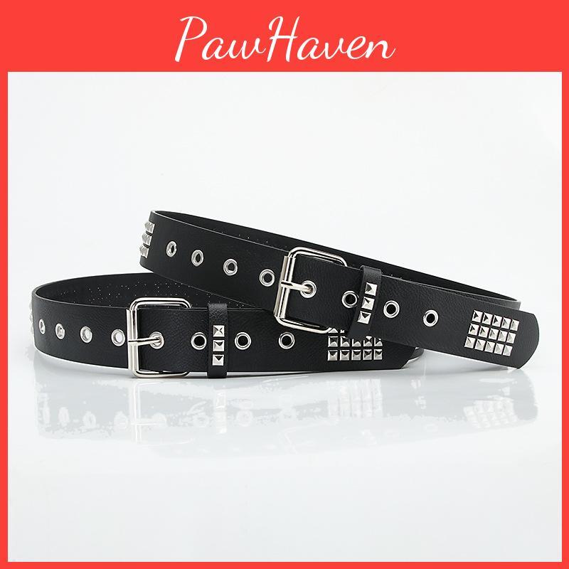 Punk Inspired Faux Leather Belt For Men Women With Metal Pyramid Studs And Steel Buckle For Streetwear
