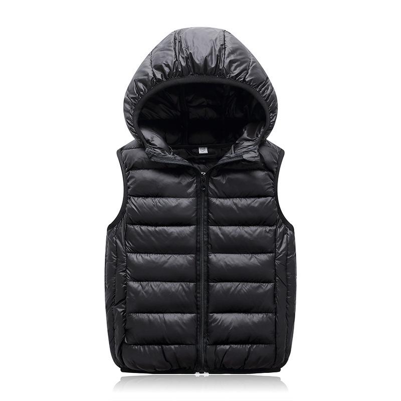 Kids' Korean-Style Hooded Down Cotton Vest for Autumn/Winter