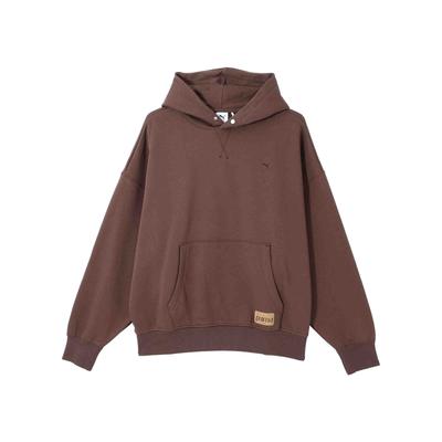 Puma Casual Retro Soft Comfortable Hooded Pullover Long Sleeve Sweatshirt Unisex Sweatshirt Coffee-Brown 631127-65