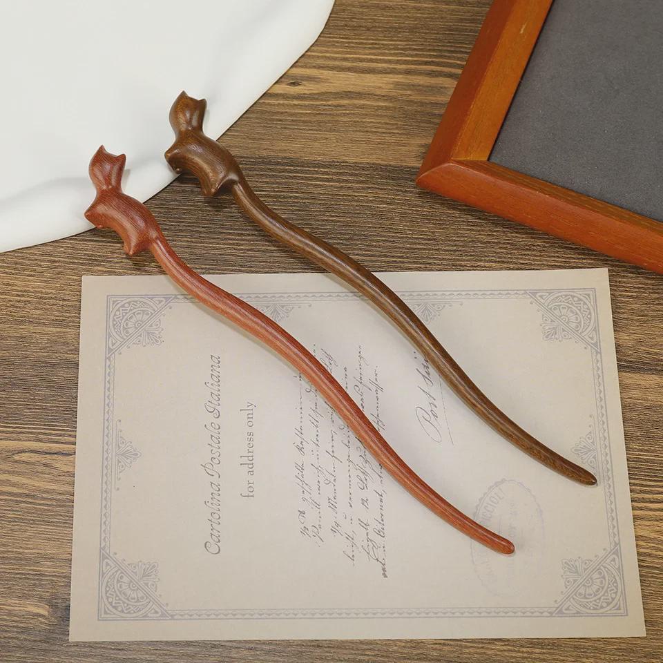 Elegantná zlatá sponka do vlasov z hodvábu a santalového dreva - Čínsky retro štýl vlasového doplnku