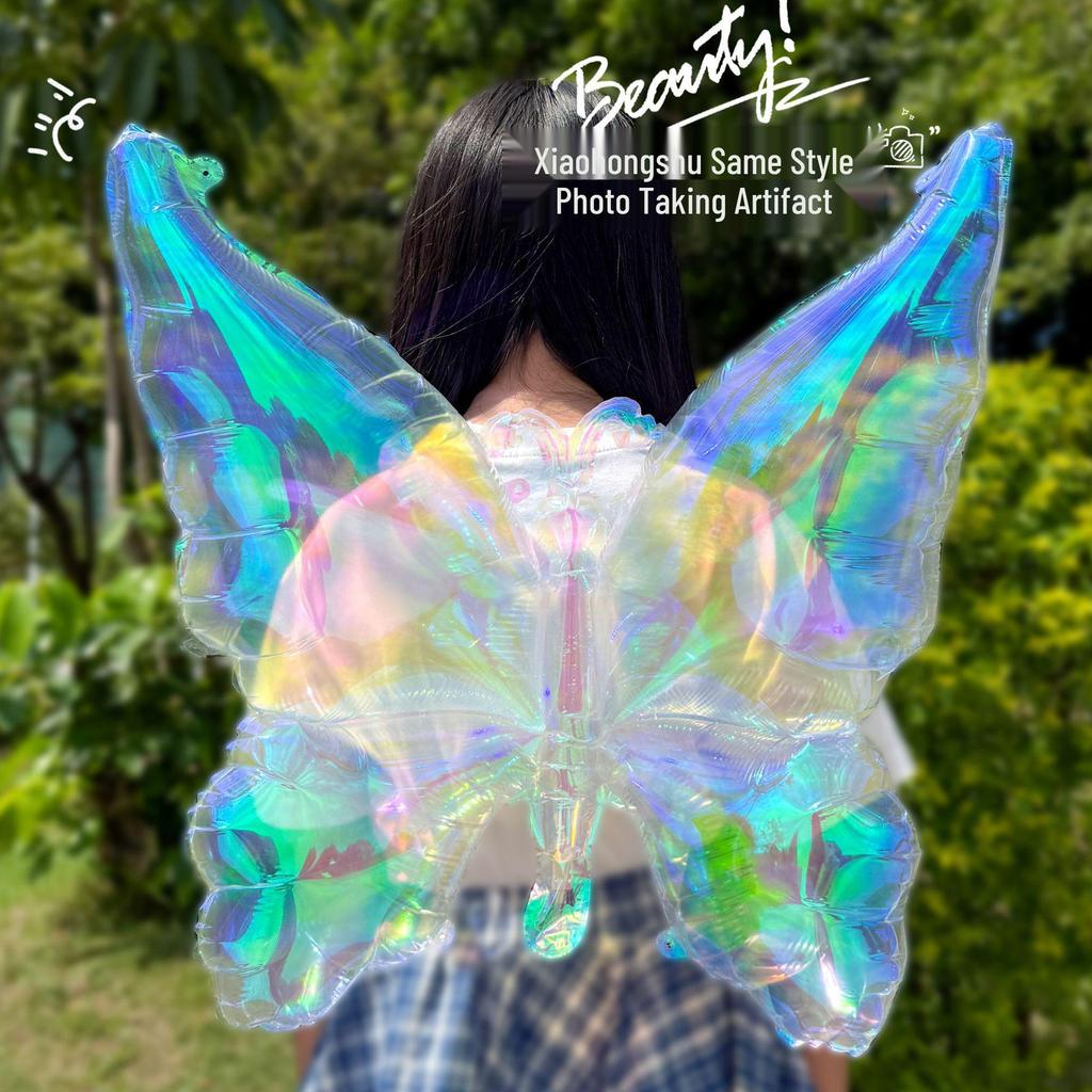 Iridescent Fairy Butterfly Wings Balloon for Children’s Night Market Decorations