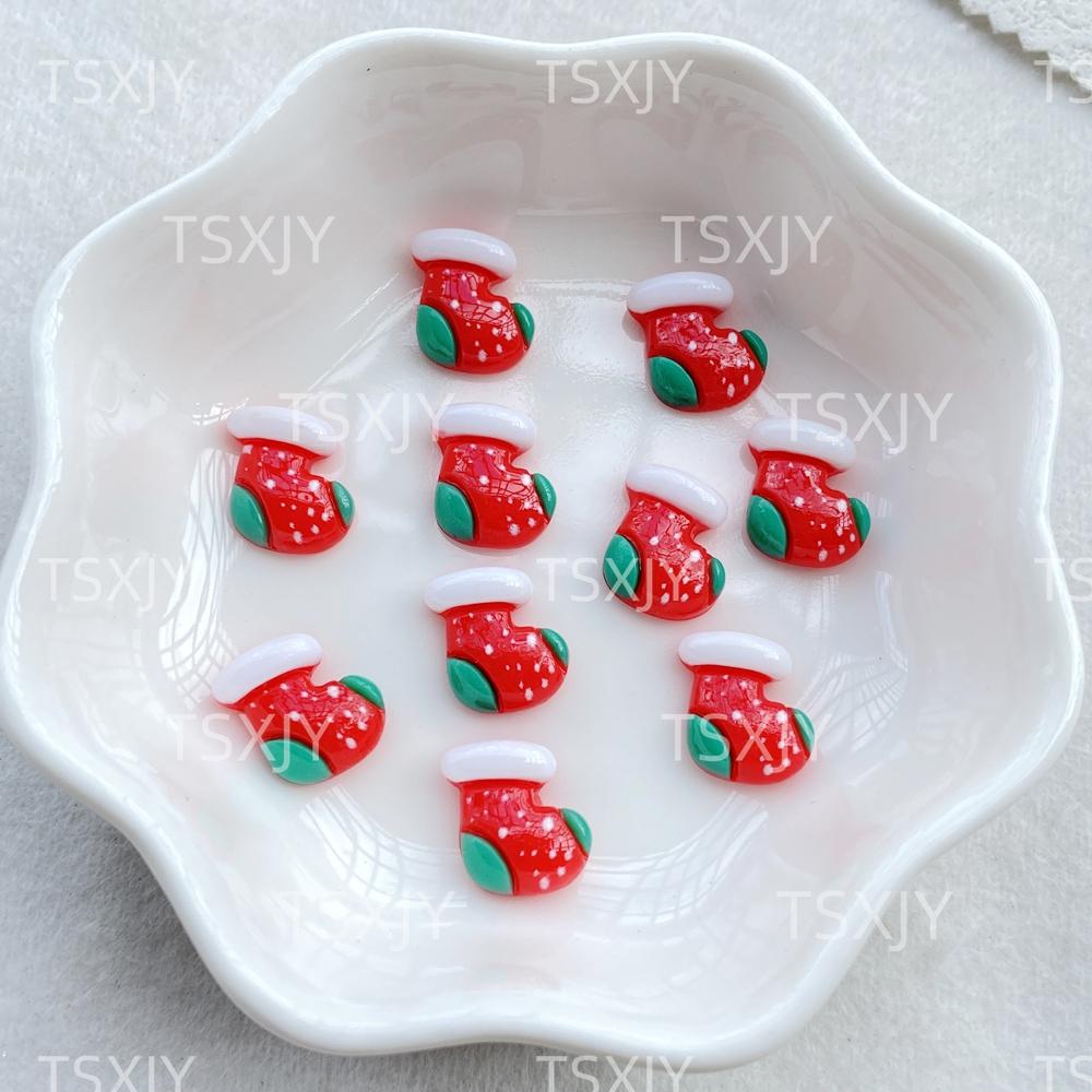 20pcs Resin Kawaii Colorful Mini Santa Trees Elk Snowman Bells Flatback Cartoon Christmas Figurine Scrapbook DIY Decor Crafts