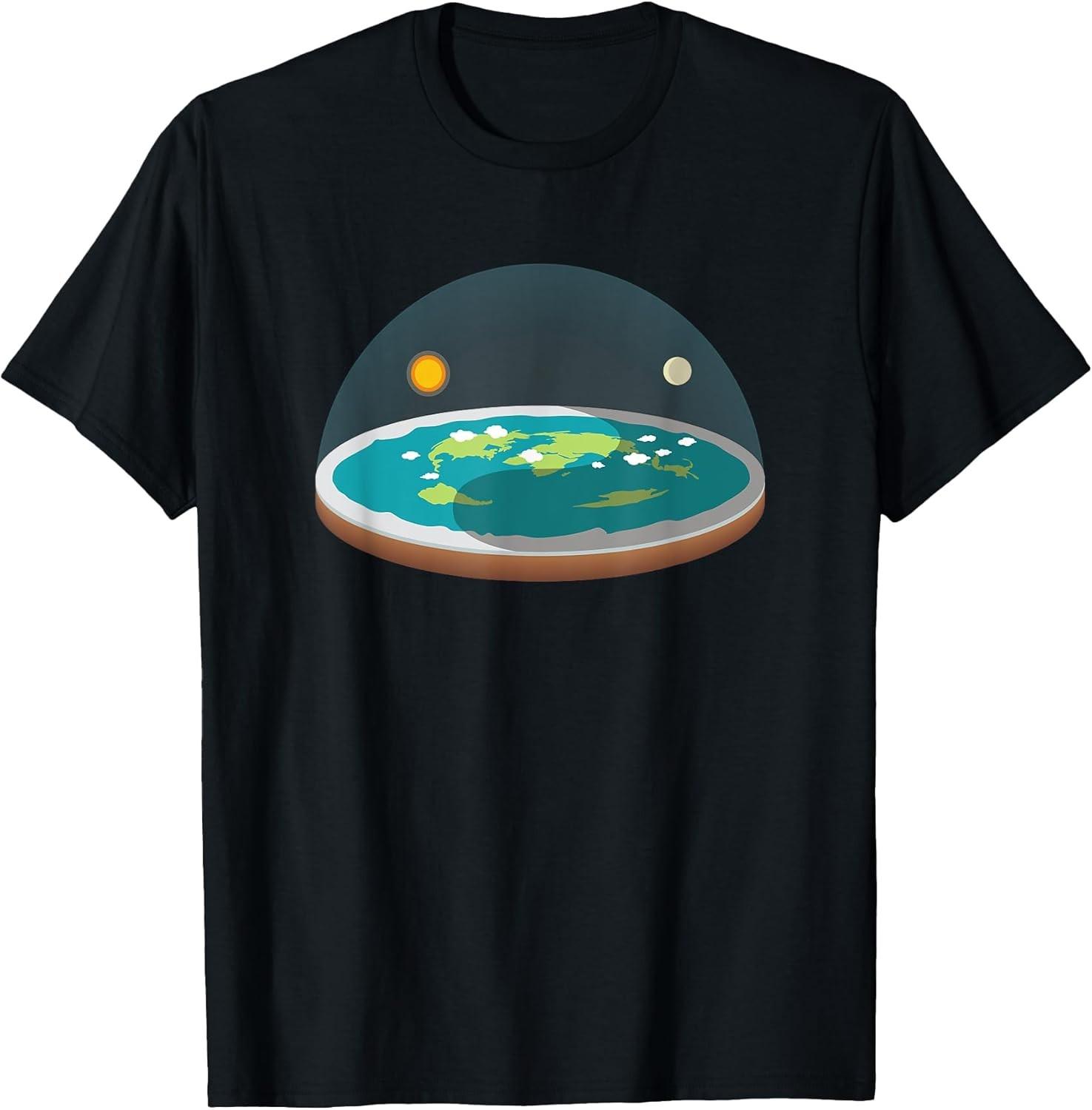 Flat Earth Map: The Truth Is Out There Funny Cotton Tee - MADE IN USA XXXL