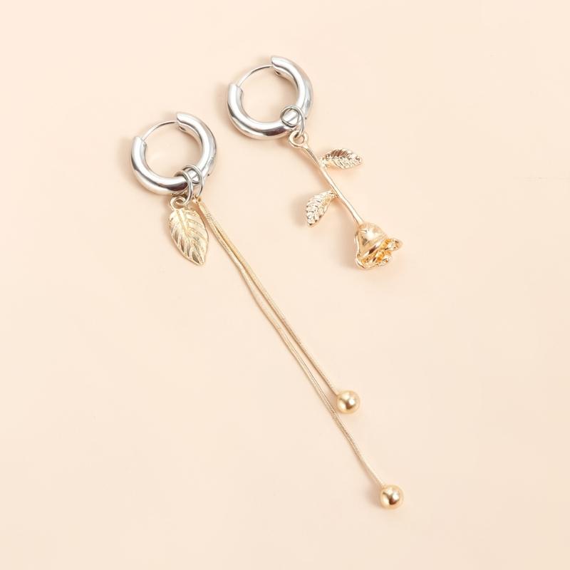 Stylish Double Tone Rose Ear Jewelry Comfortable Ear Rings Allergy Proof Alloy Ear Accessories For Daily Wear